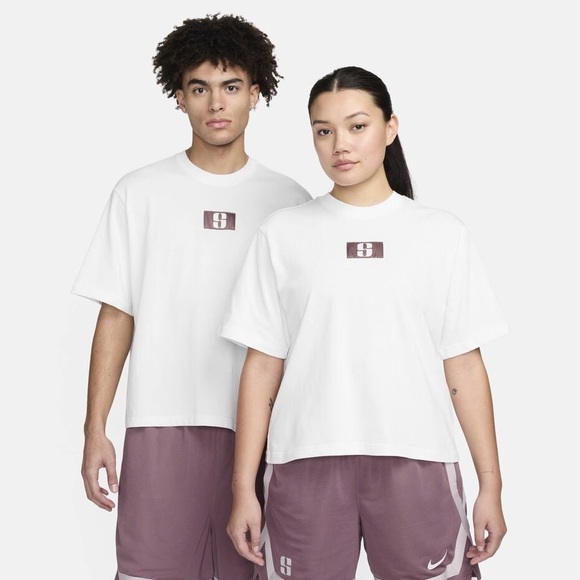 Nike Sabrina Boxy Basketball Tee White Mauve XL - Picture 1 of 10